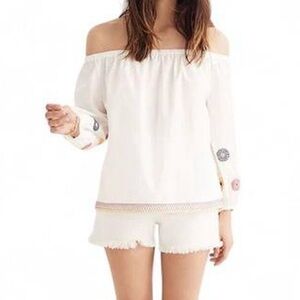 MADEWELL Embroidered Off-the-Shoulder Top {Small}